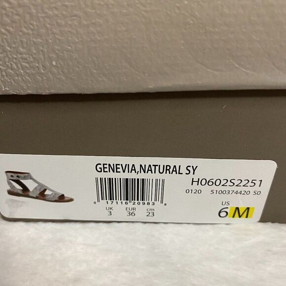 Franco Sarto Genevia Snakeskin Sandals Womens 6M Strappy Flats Shoes Natural - Picture 6 of 6